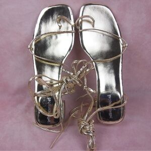 Jeffrey Campbell Agate Gold Wrap Summer Sexy Trendy Sandals Size 10/41 1” Heel
